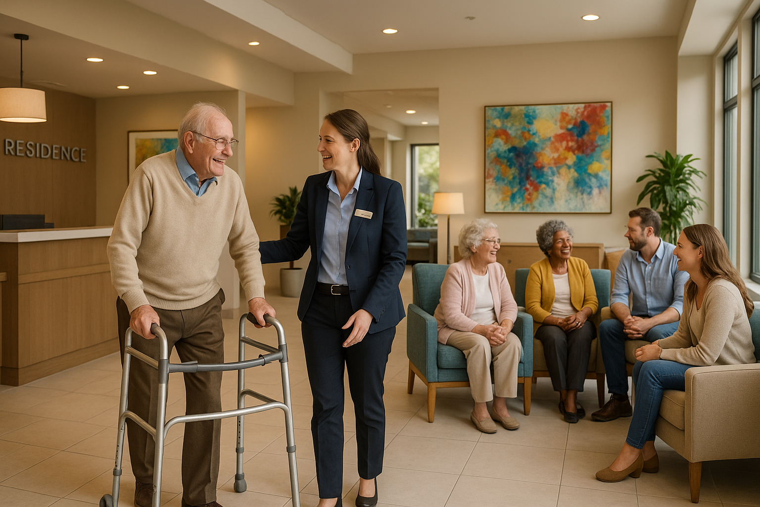 Accueil chaleureux dans une residence senior moderne