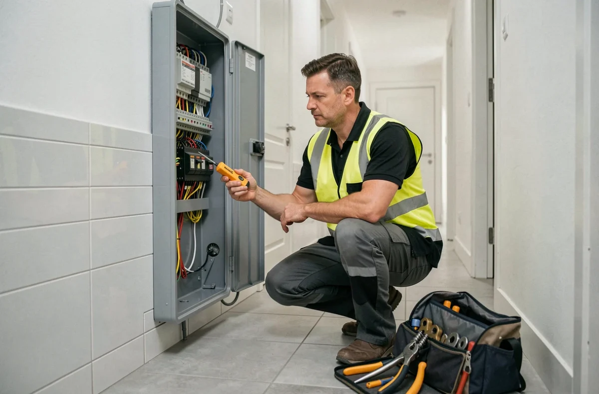 Technicien BL Elec en intervention de dépannage électrique et plomberie en Mayenne