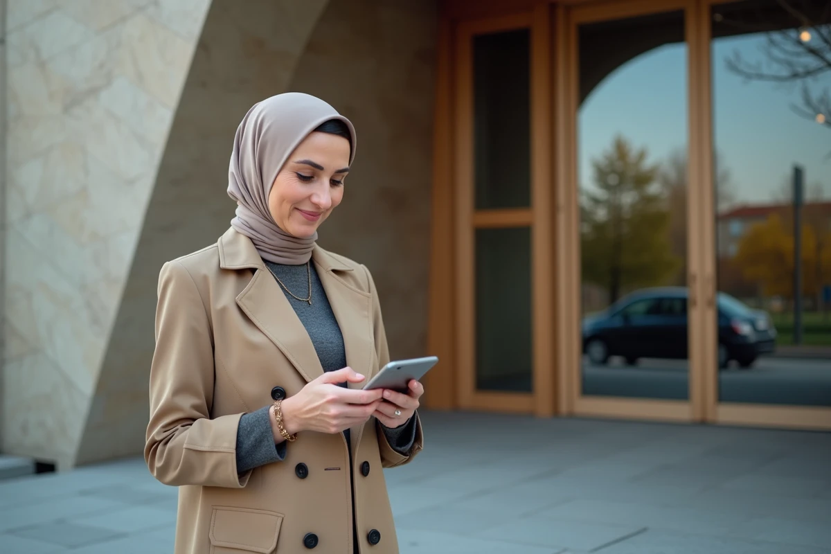 Femme musulmane en hijab près d