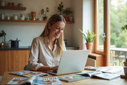 Femme utilisant un ordinateur pour annuler un abonnement magazine