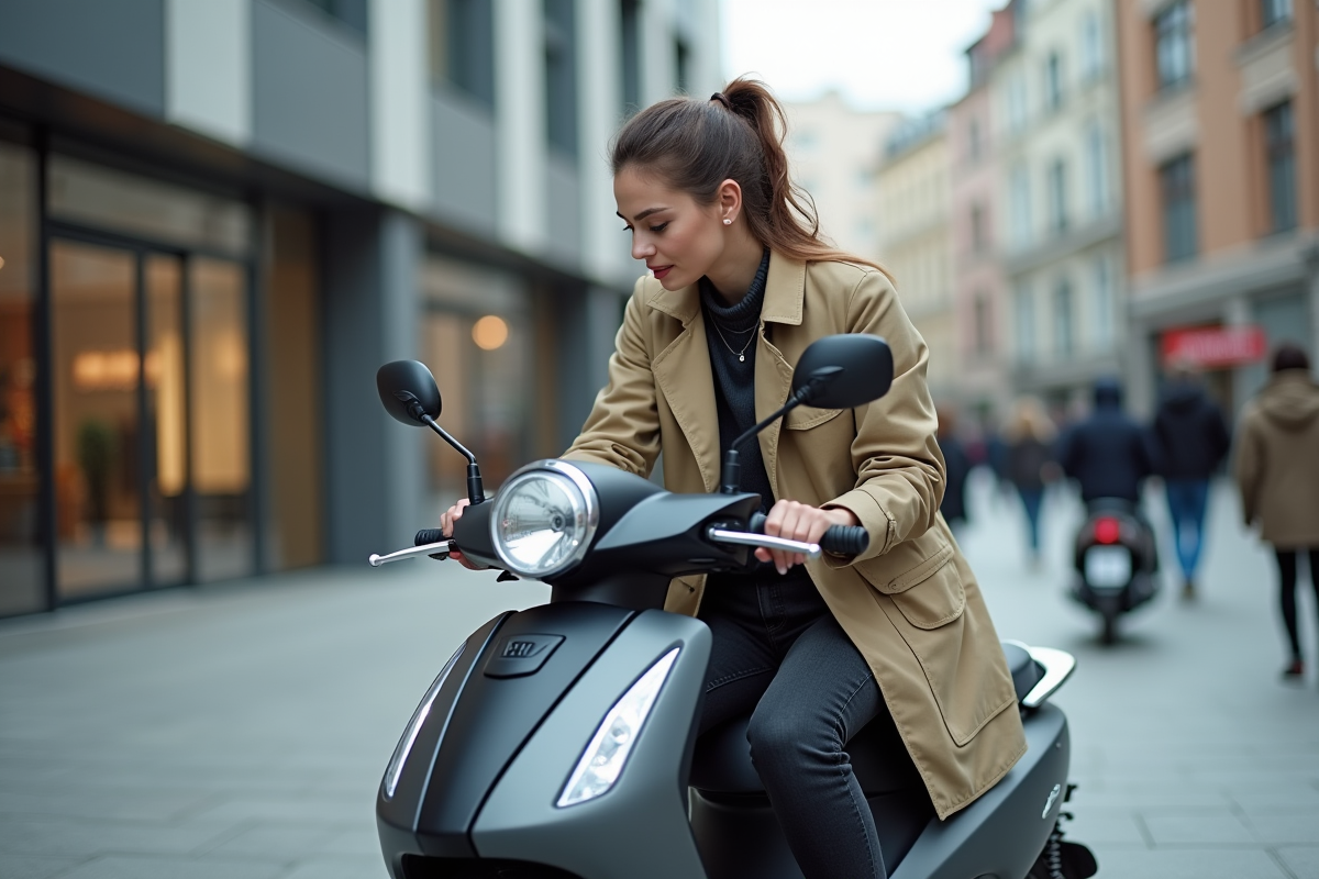 Femme vérifiant le tableau de bord d