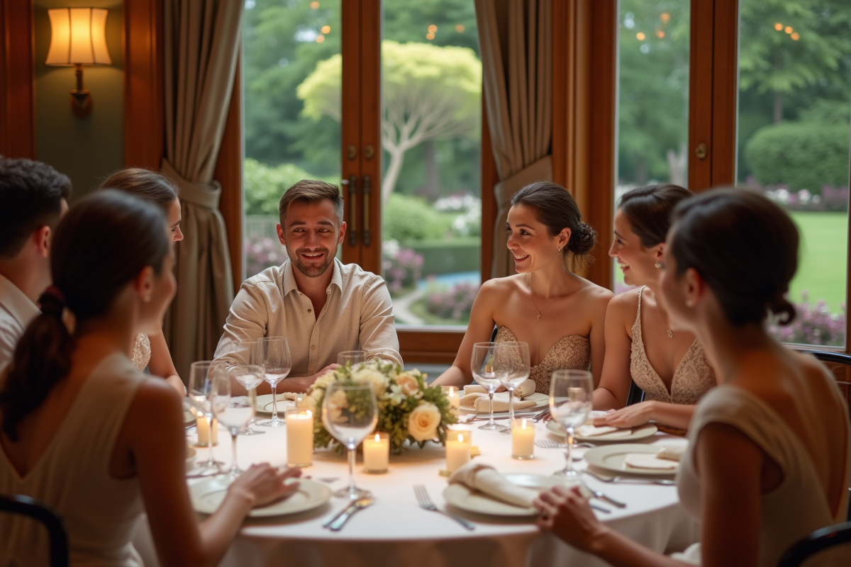 Groupe d'adultes élégants en discussion lors d'une réunion
