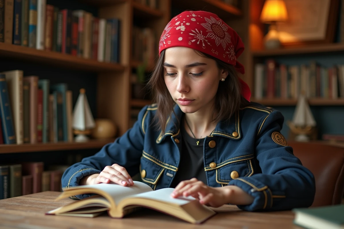 Jeune femme lisant un manga dans une ambiance chaleureuse