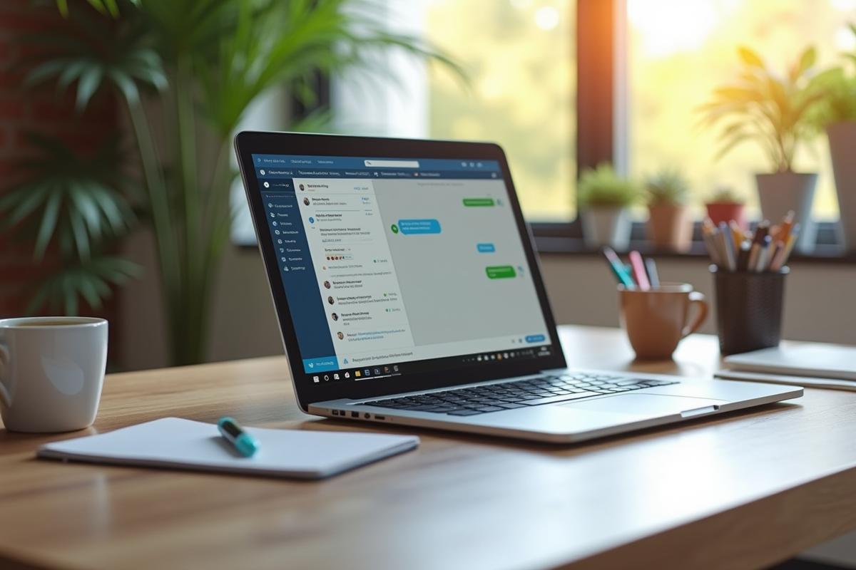 Ordinateur portable sur un bureau moderne avec ChatGPT ouvert