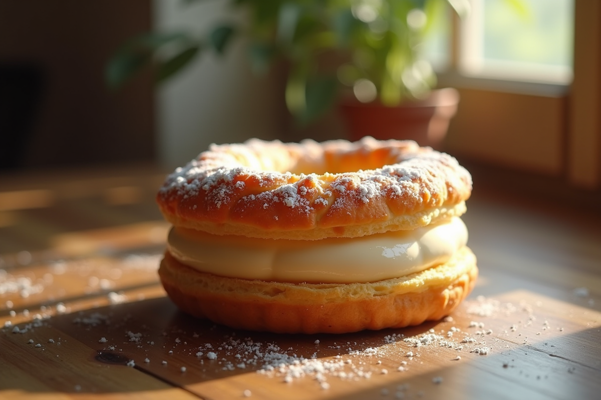 ParisBrest praliné sur table en bois rustique