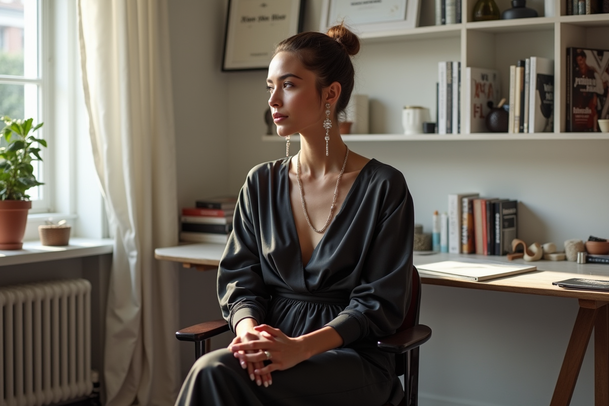 Personne élégante dans un studio de mode moderne