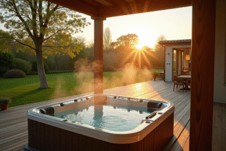 Villa de luxe en Normandie avec jacuzzi extérieur au coucher du soleil