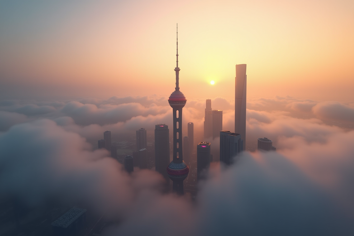 Tour de Shanghai au lever du soleil avec rivière Huangpu
